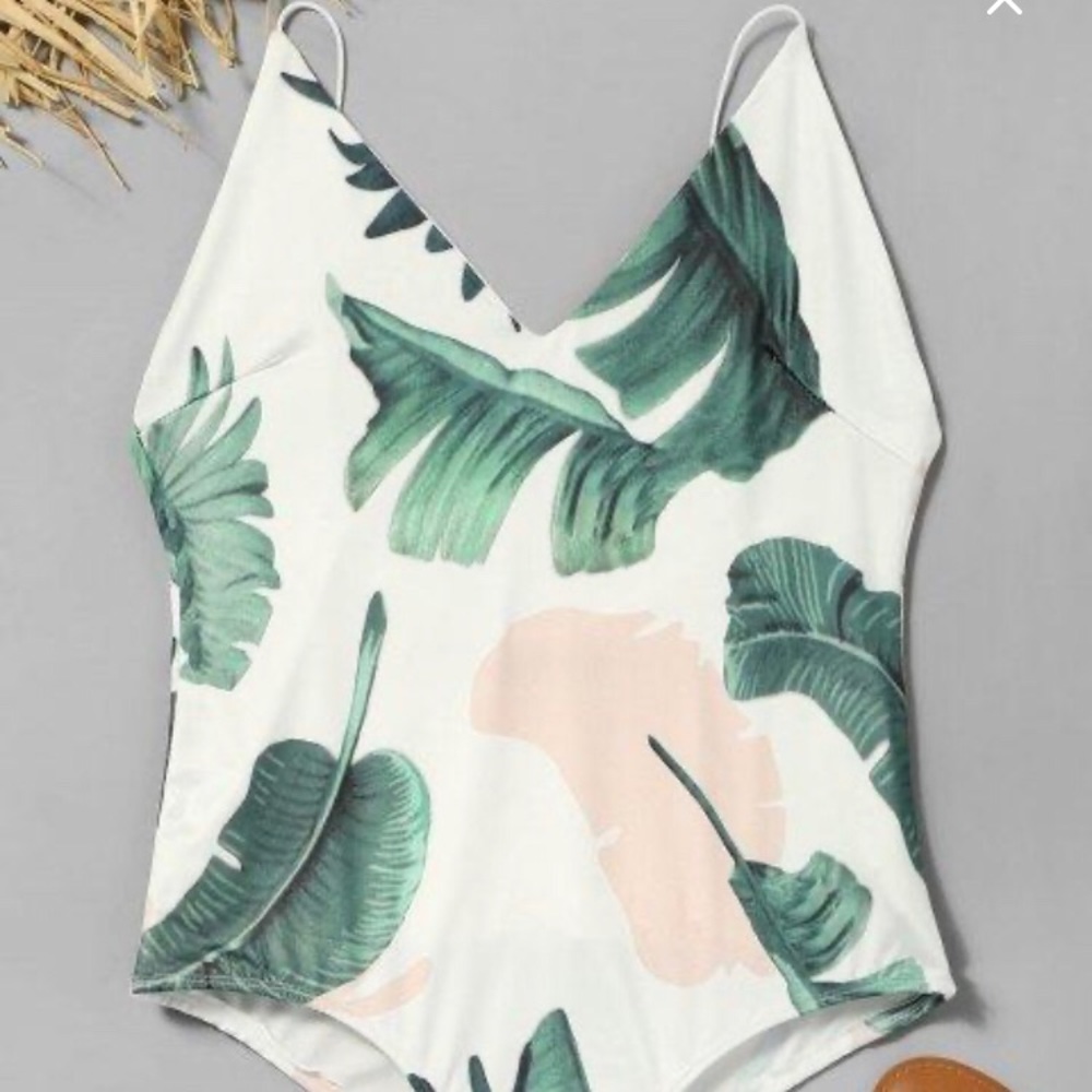 Zaful Palm Leaf Print Bodysuit
